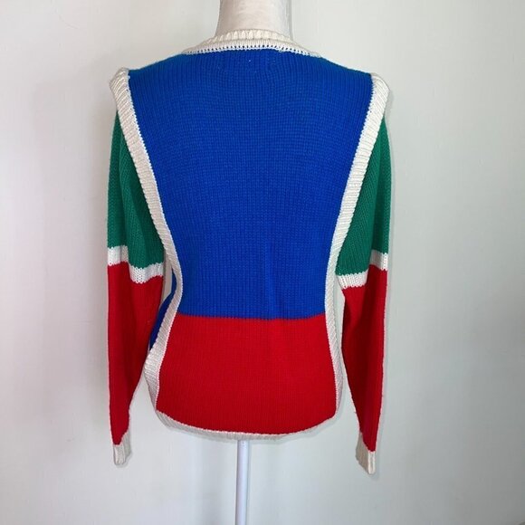 Eclipse Sweater Womens Size Large L Vintage Zip Front USA Logo Applique Acrylic - Picture 2 of 10